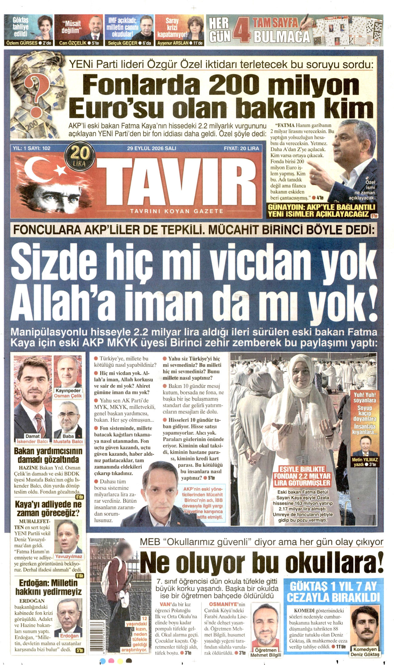 Tavır Gazetesi Gazetesi gazetesi manşeti